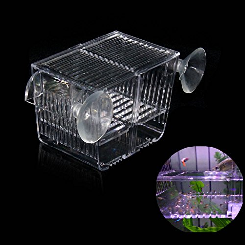 boxtech Aquarium Fish Tank Mrijestilište Inkubator Uzgajalište, Akrilni bijeli uzgajivač Izolacijski razdjelnik Otvorne kutije Pribor Male bebe Ribe kozice Clownfish Guppy (5,2x2,7x2,9 '')
