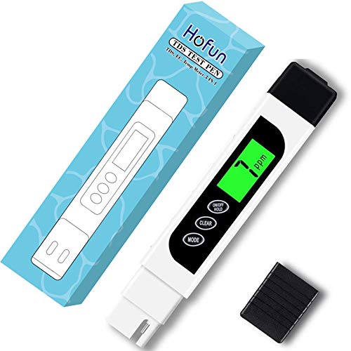 Digitalni TDS mjerač vode - Hofun TDS, EC i mjerač temperature 3 u 1, tačan 0-9999 ppm, mjerač broja okretaja u minuti za ispitivanje pitke vode, kava, bazen, akvarij, RO / DI sustav, hidroponika